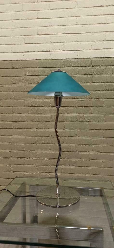 Vintage Frost Glass Tafellamp, Groen/blauw image 23