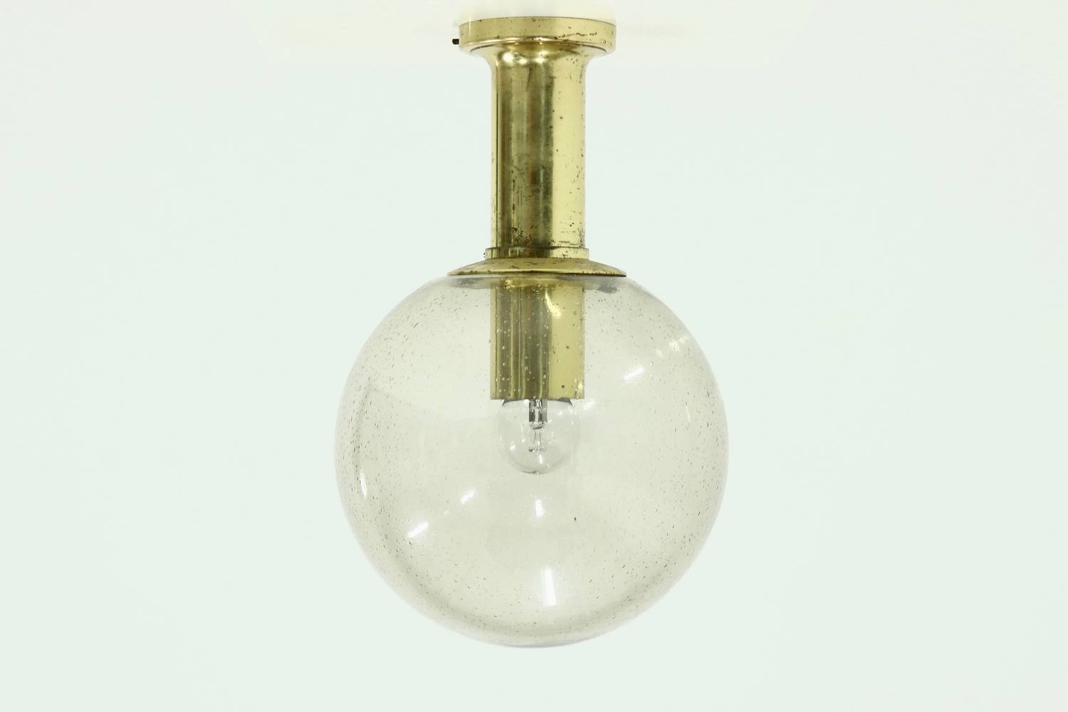 Textured Glass Ceiling Lamp By Glashütte Limburg Germany 1970s image 2