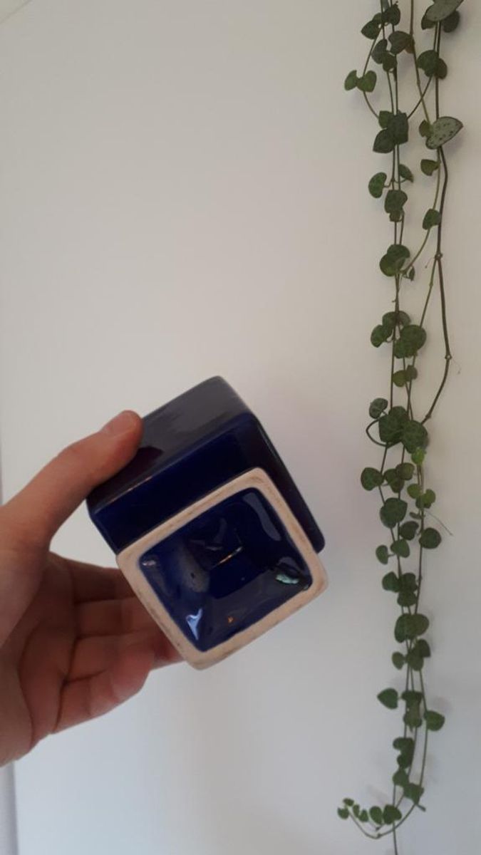 Vintage Bloempotje Bloempot Potje Keramiek Blauw Potje image 4