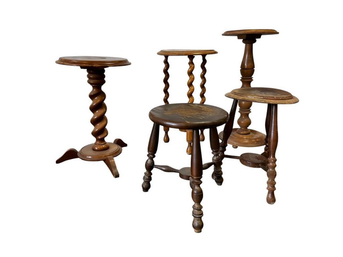 Vintage Ronde 'twisted' Bijzettafel / Plantentafel image 4