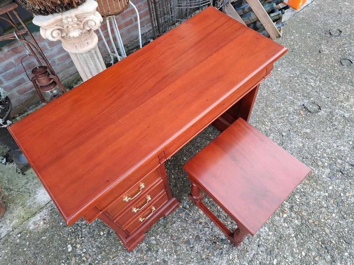 Klassieke Mahonie, Houten Kaptafel, Bureau, Schrijftafel Met image 5