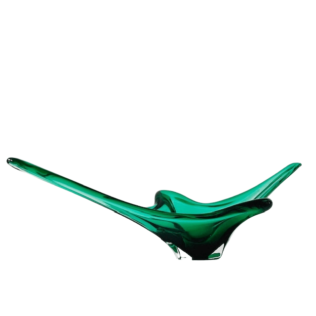 Vintage Glazen Murano Schaal Groen Mid-century 1970’s image 2