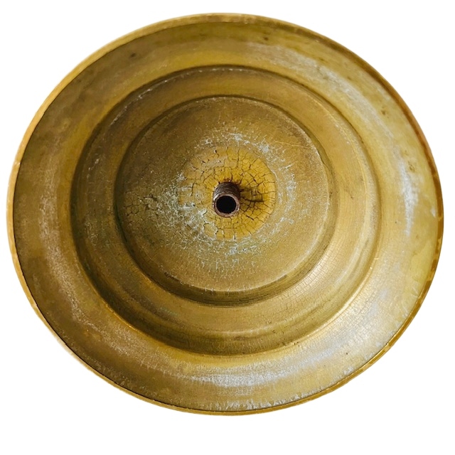 Antieke Zware Messing Bol Kandelaar 1920’s image 7