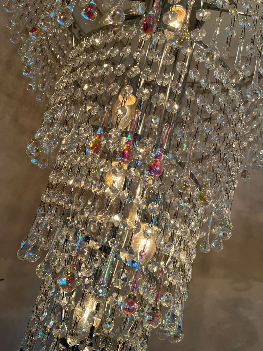 Xxl Vintage Opaline Teardrop Kroonluchter Pegels Kristal Hanglamp image 11