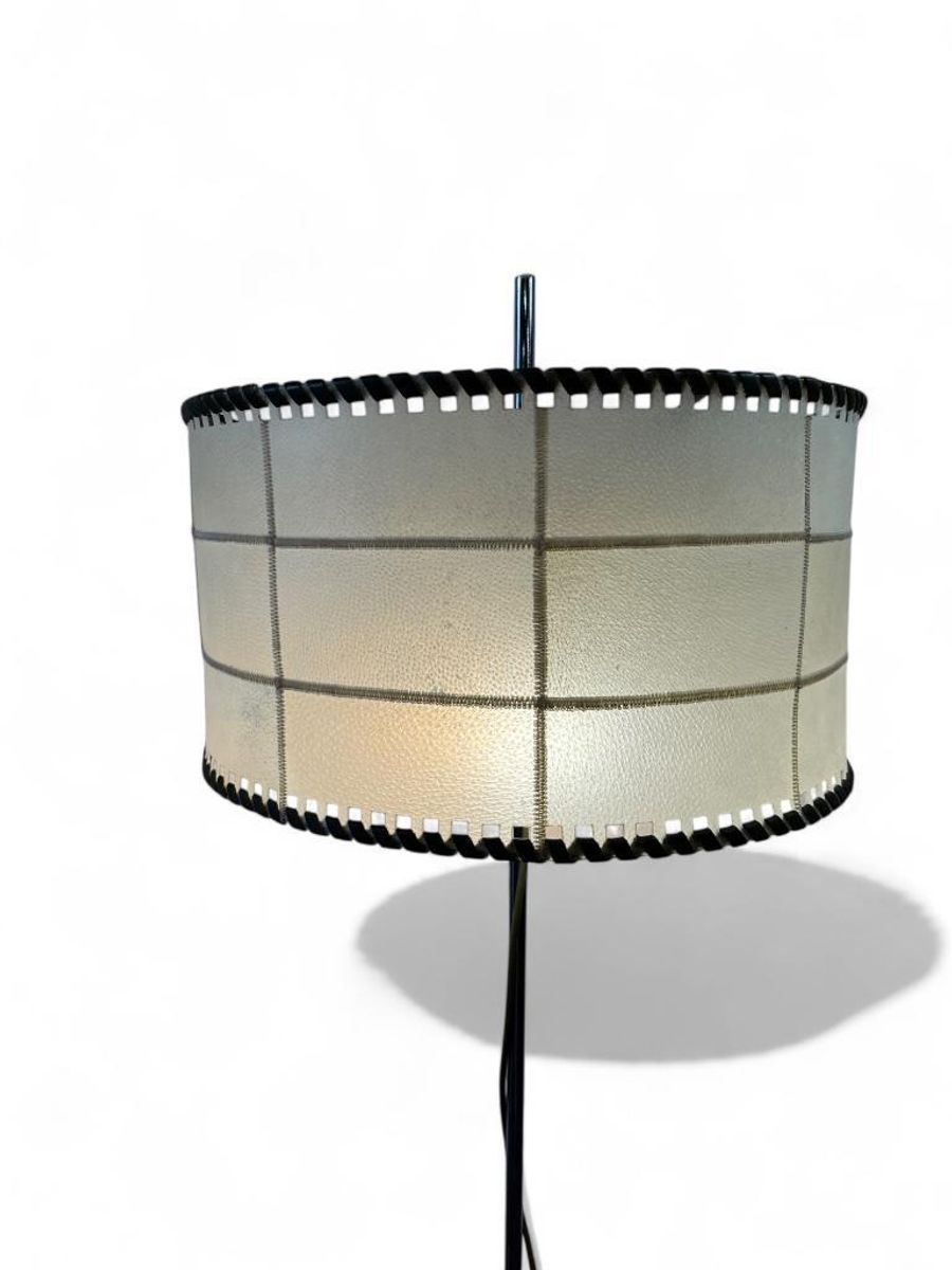 Vintage Staanlamp Met Kap Perkament & Leder Jaren 60 image 12