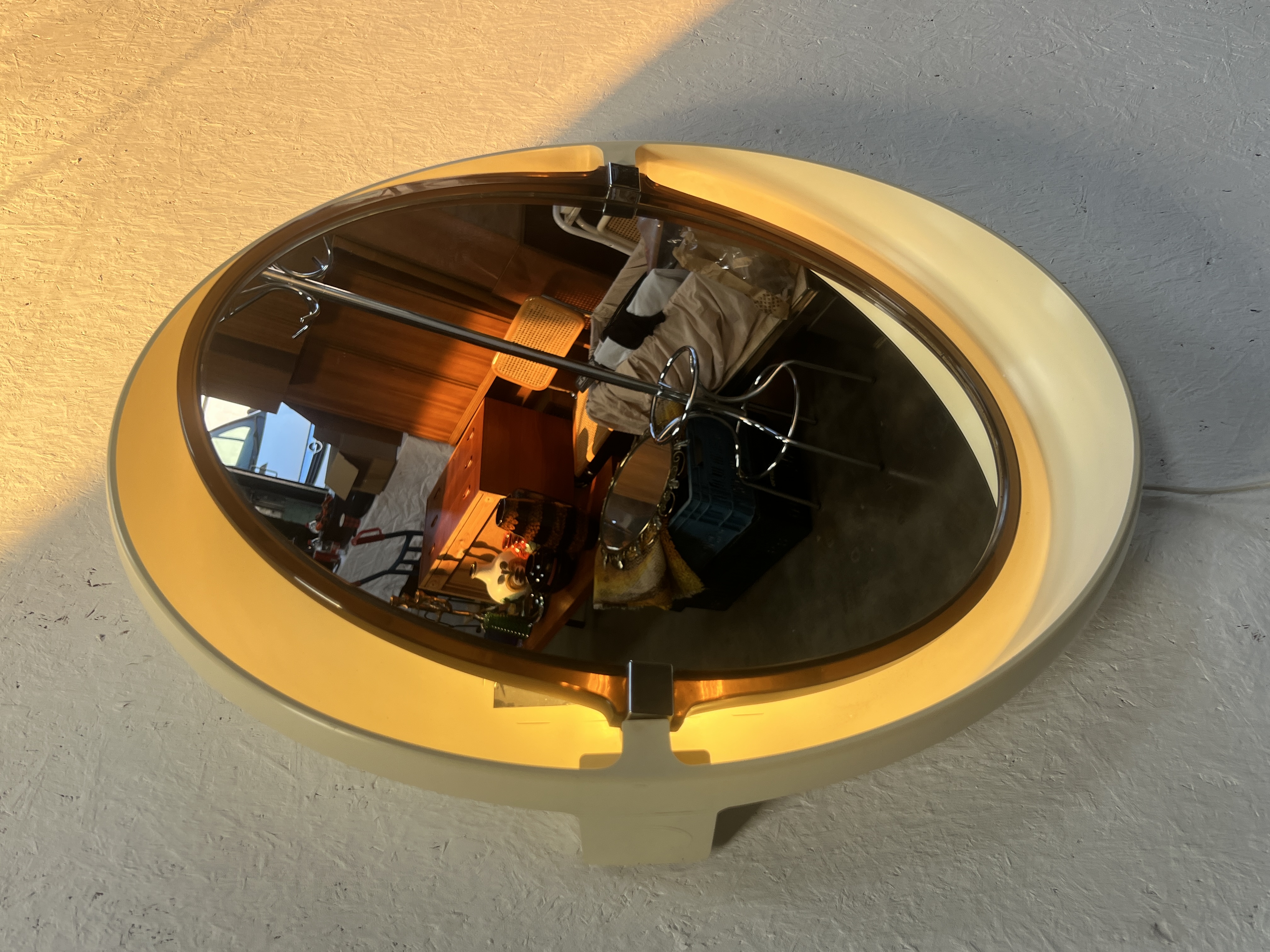 Vintage Ovale Spiegel Met Verlichting, Allibert, 1970's image 17