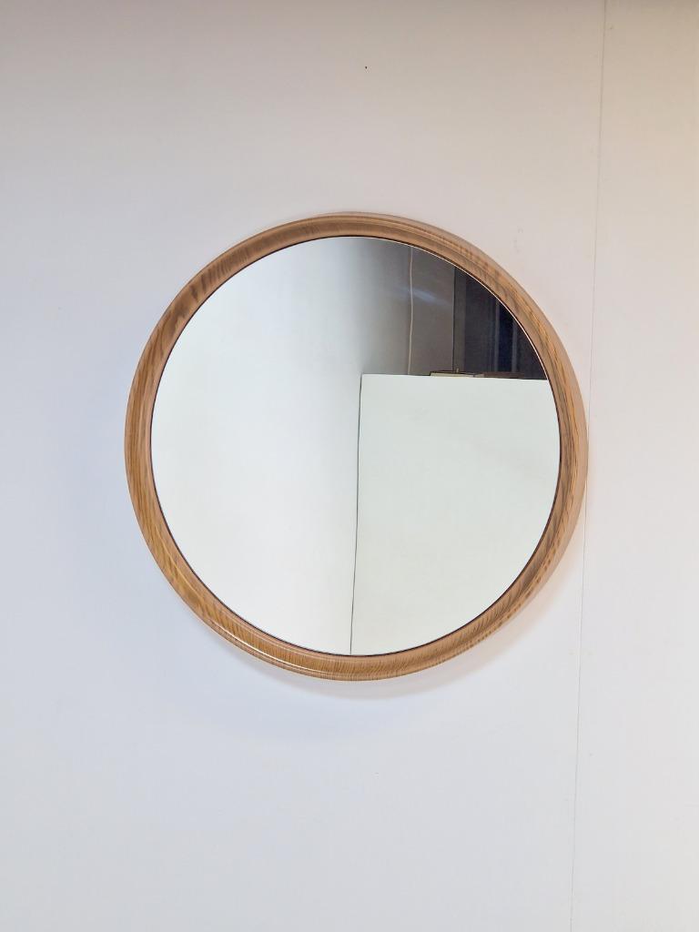 Xl Vintage Rond Spiegel Hout Kunststof Deens Mid Century ‘60 image 3