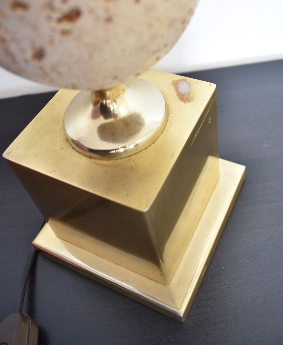 Jaren ’60 Lamp Met Struisvogelei Van Travertin | Mid Century image 7