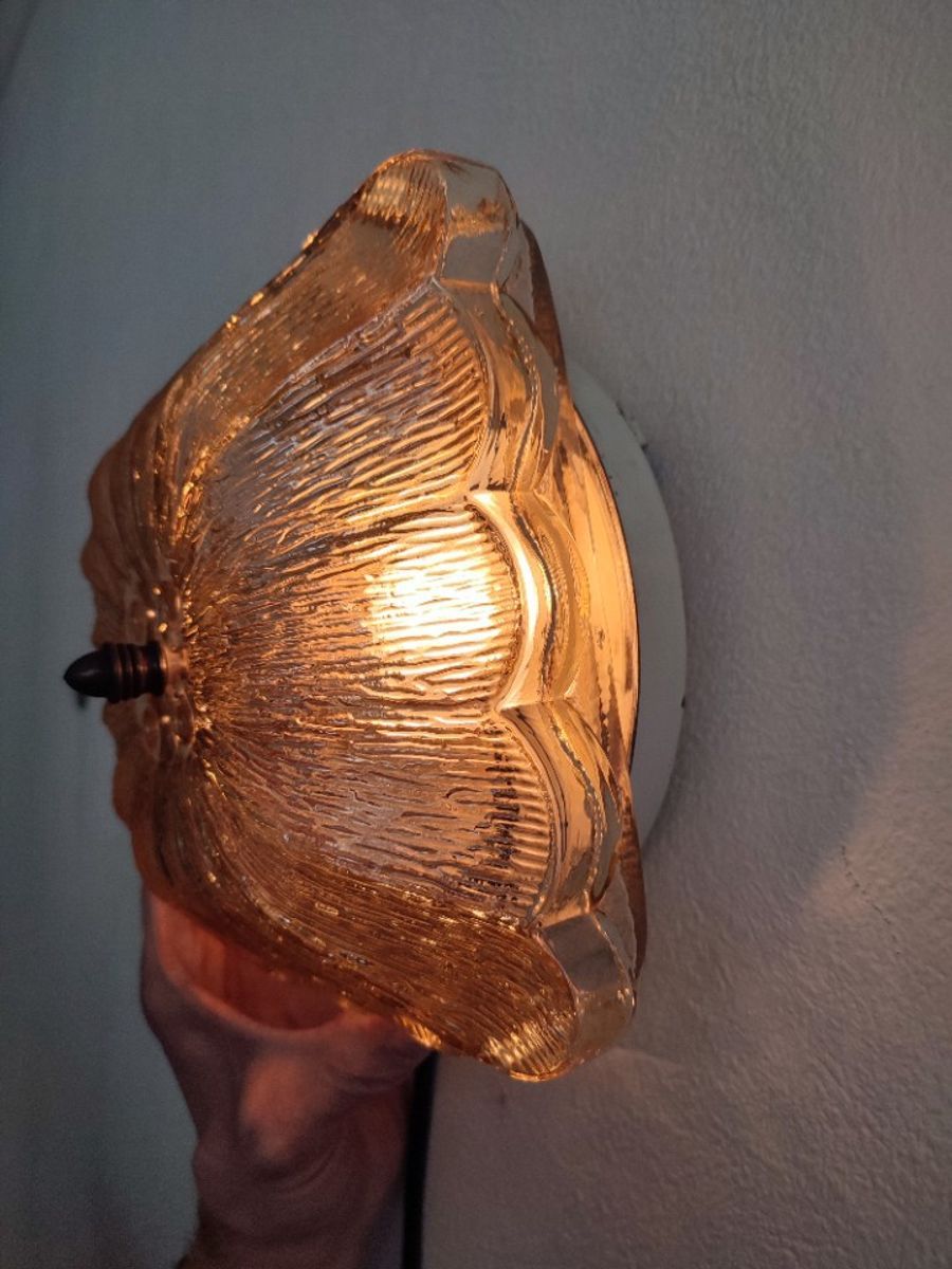 Vintage Plafondlamp Plafonnière Wandlamp Jaren '60 Sixties Glas Amber image 11