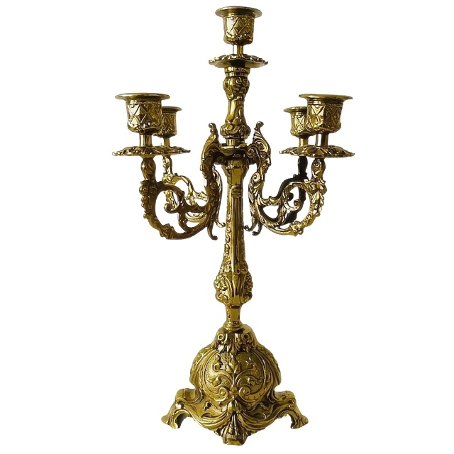 Gotische Messing Candelabra Met Vijf Armen Barok image 2