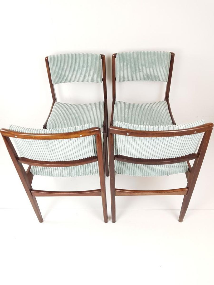 4 Vintage Stoelen Licht Blauwe Rib Nieuwe Stof image 3