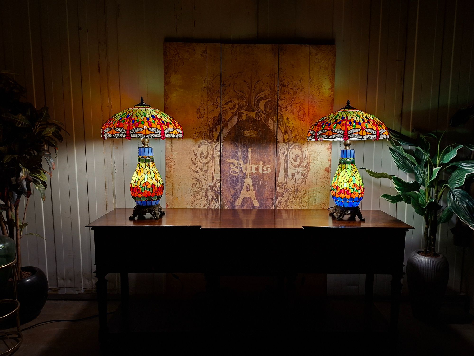 Klassieke Handgemaakte Tafellampen Met Sierlijke Lampenvoet (dragonfly) image 3