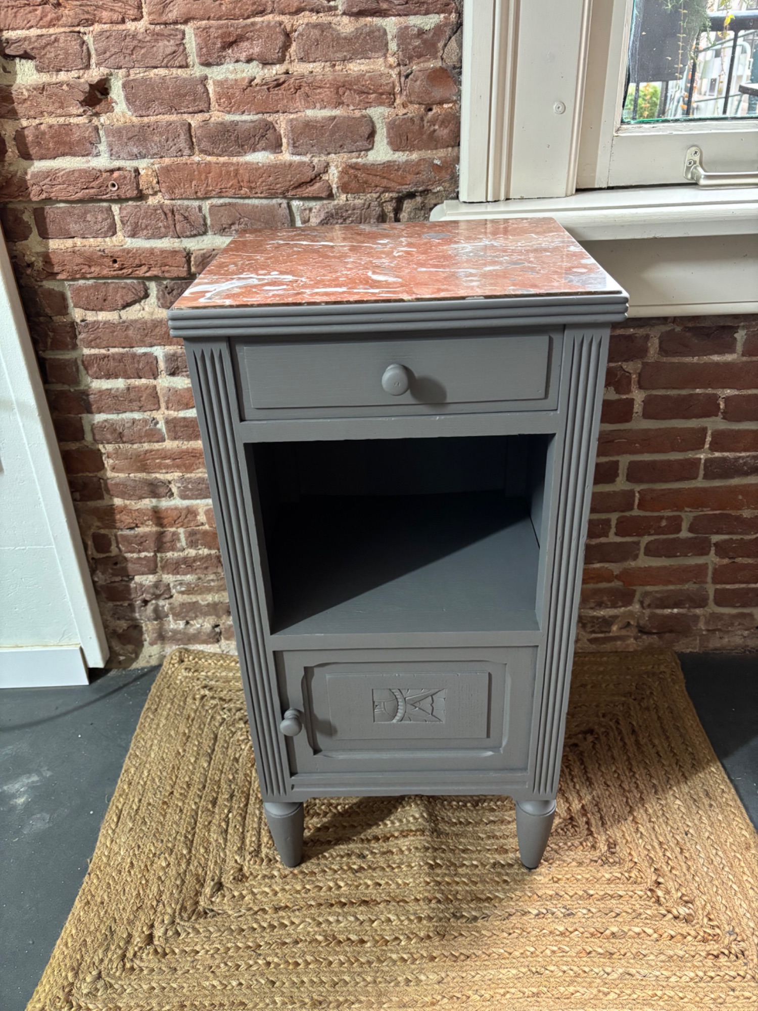 Grijs Nachtkastje Marmer Blad image 2