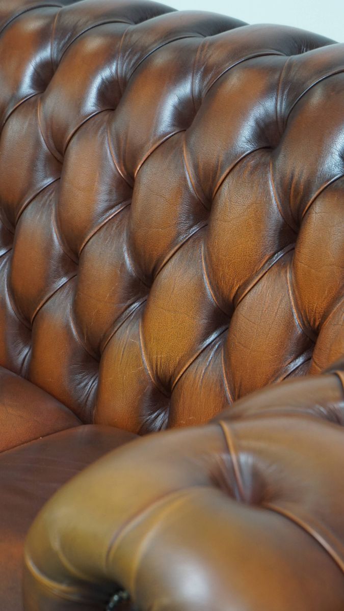 Tijdloze Cognac Bruine Engelse Rundleren 2.5 Zits Chesterfield Bank image 13