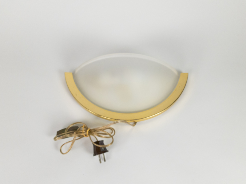 Herda Holland - Wandlamp - Hollywood Regency - Messing - Gesatineerd Glas - 80'S image 5