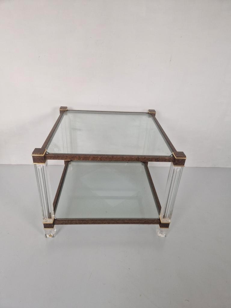 Hollywood Regency Glas En Perspex Bijzettafel Vintage image 3