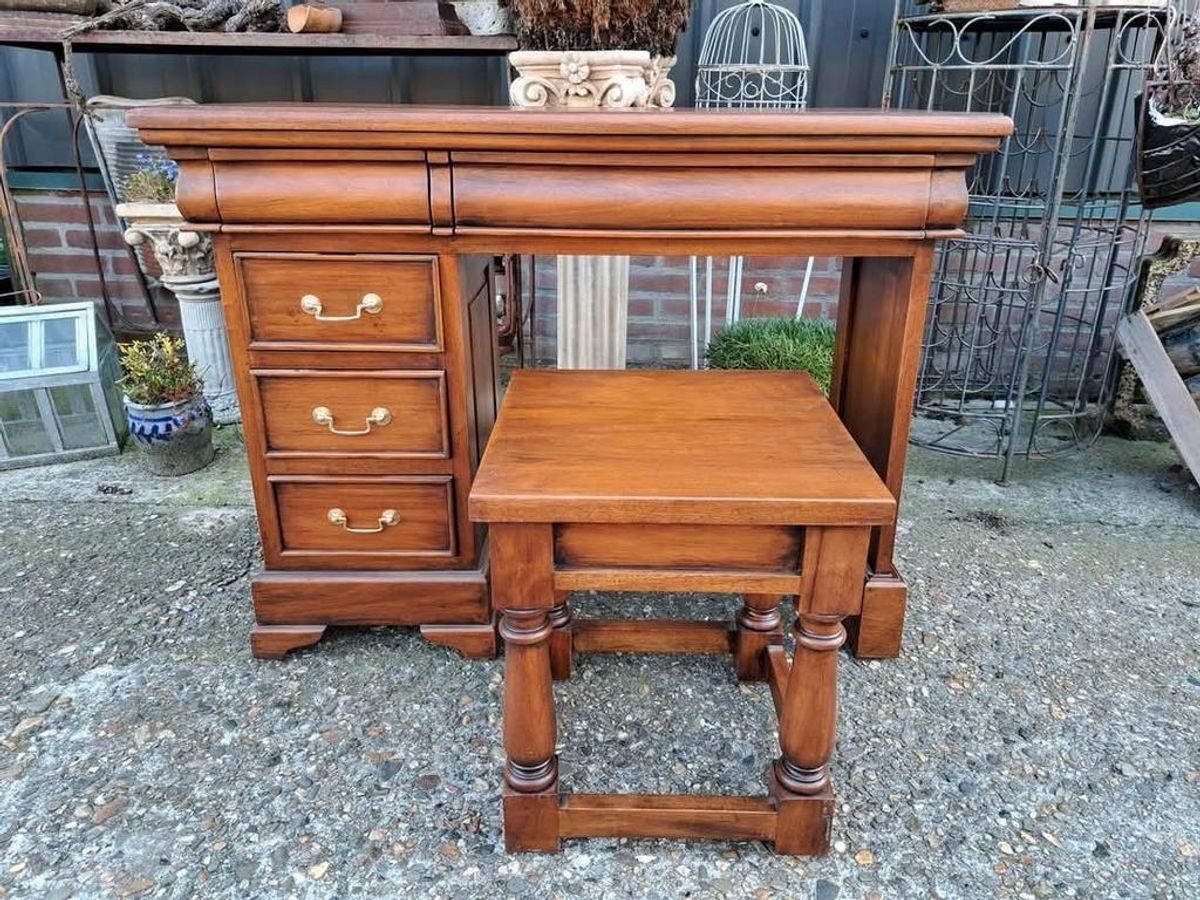 Klassieke Mahonie, Houten Kaptafel, Bureau, Schrijftafel Met image 2