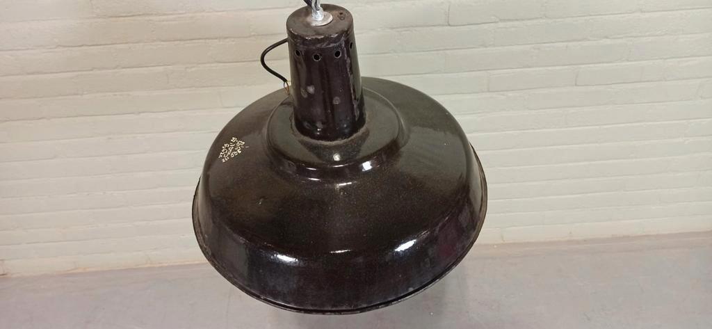 Vintage Industriële Emaille Hanglamp, Zwart image 5