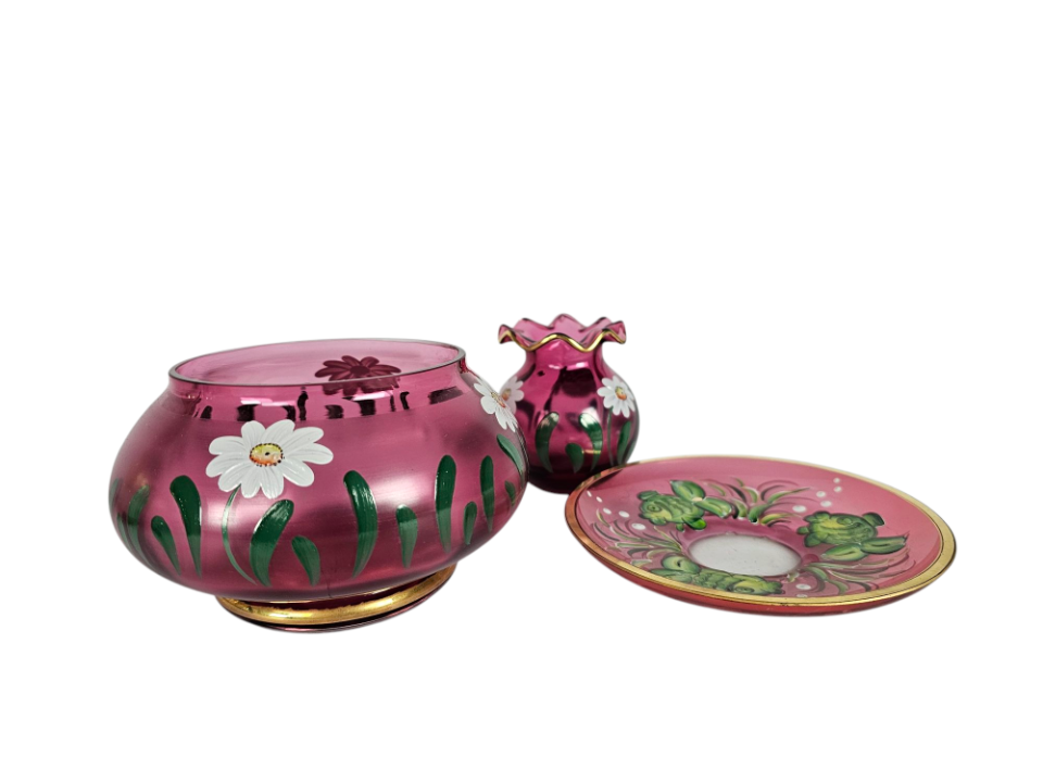 Boheems Glas - Moser Stijl - Handbeschilderd - Emaillen - 24K Verguld - Kristalglas - 7 Delig - image 12