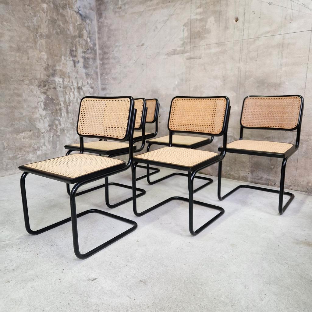 Set Van 6 Cesca Stoelen Marcel Breuer Stijl Webbing Stoelen image 18