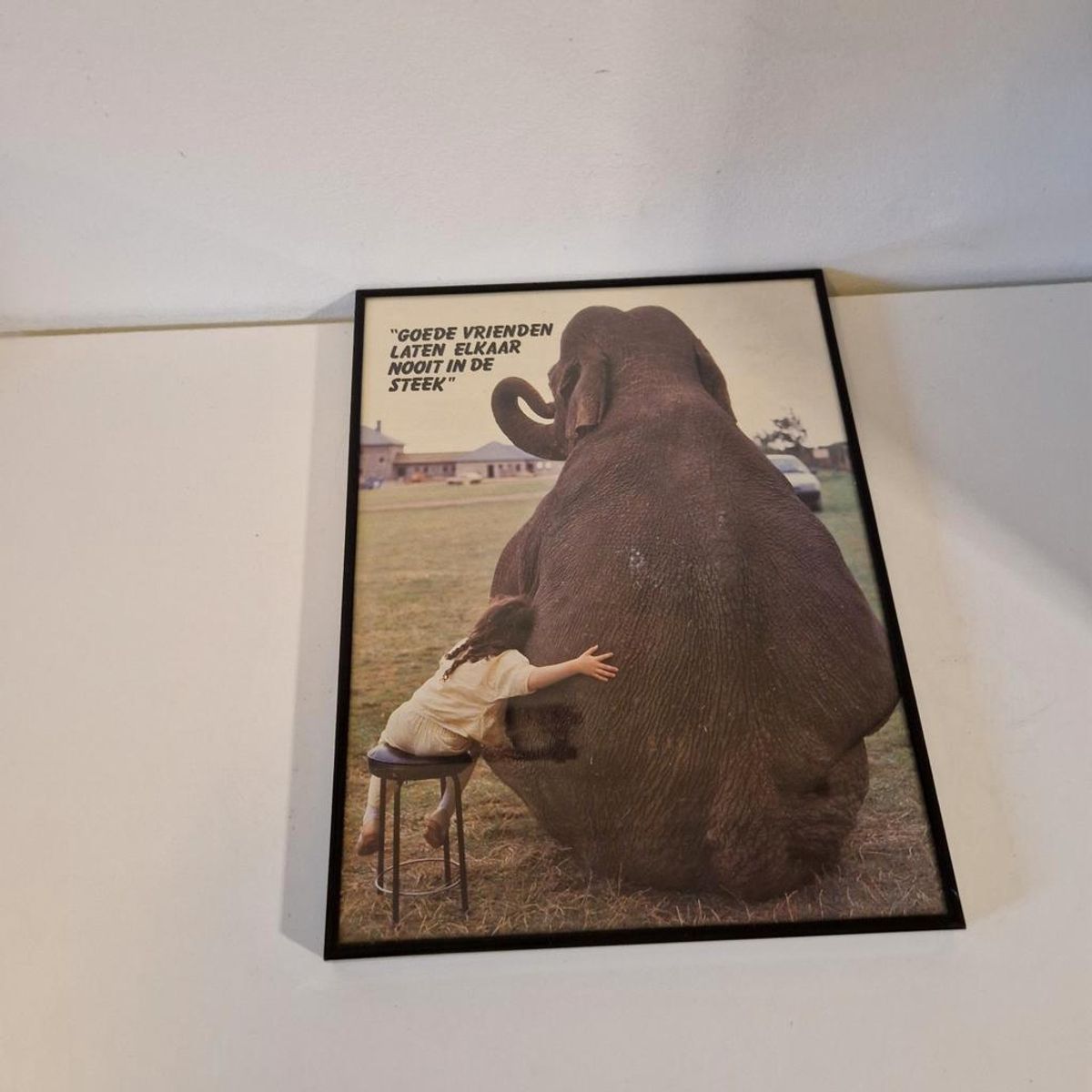 Jaren 70 Vintage Poster In Lijst Olifant Schilderij image 2