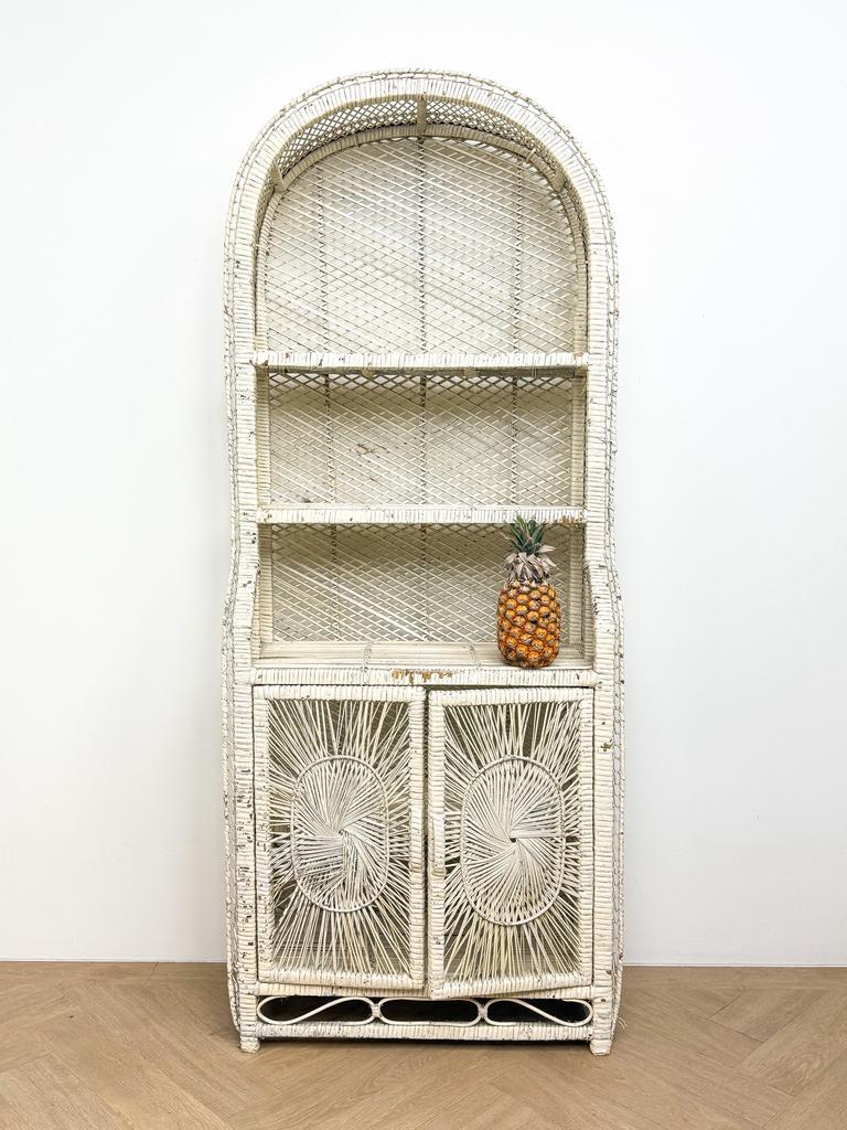 Vintage Wit Rotan Rieten Bohemian Kast Boogkast Bali image 2