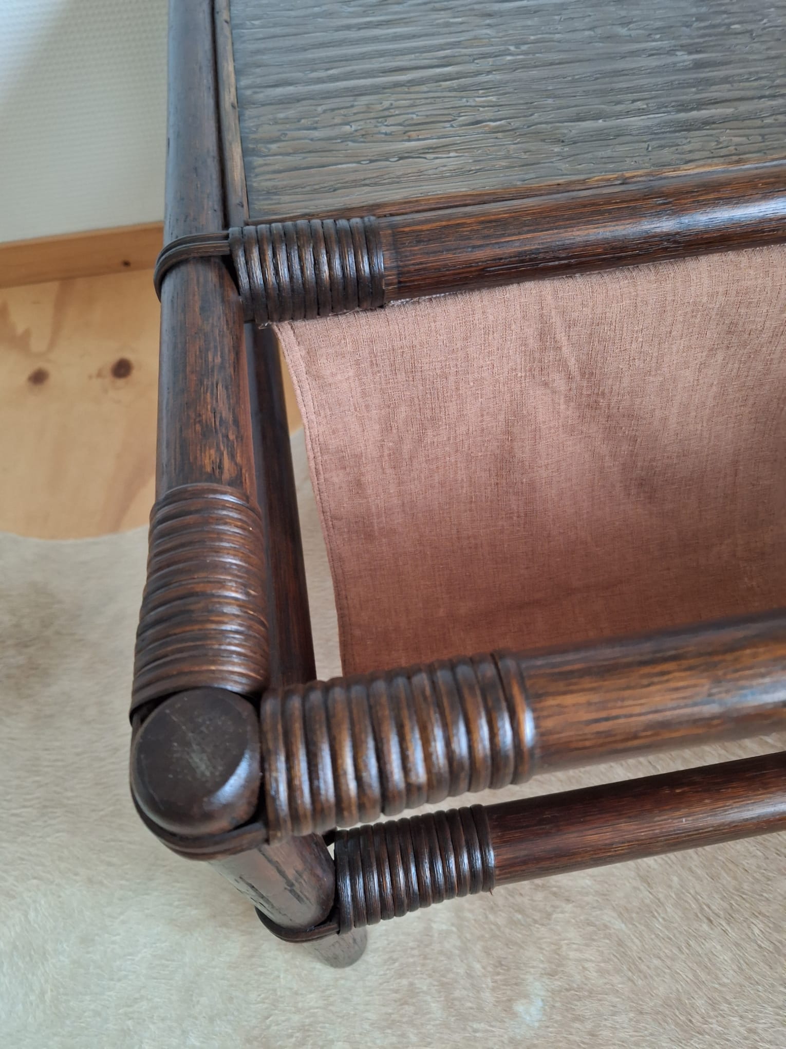 Vintage Rotan Salontafel Met Glasplaat En Lectuurbak image 14