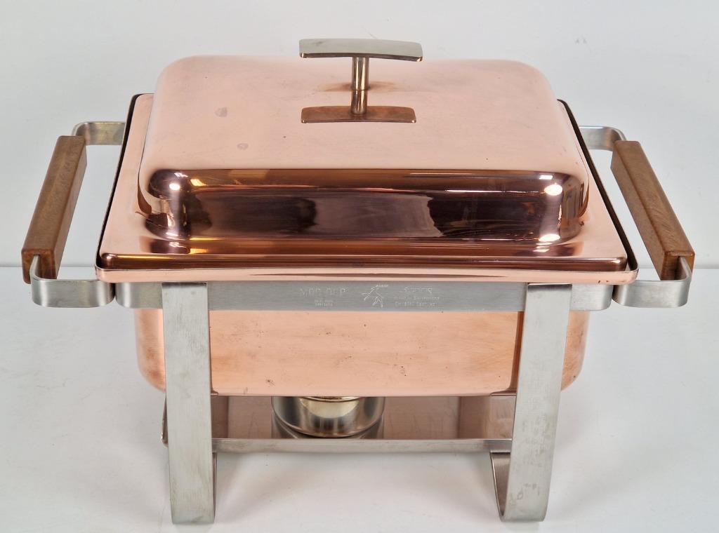 Vintage Spring Swiss Rechaud Koper Rvs Chafing Dish Compleet image 6