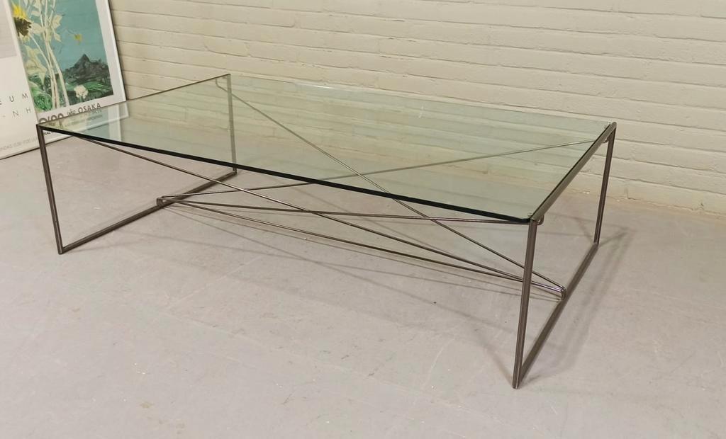 Vintage Postmodern Glas En Metaal Salontafel image 3