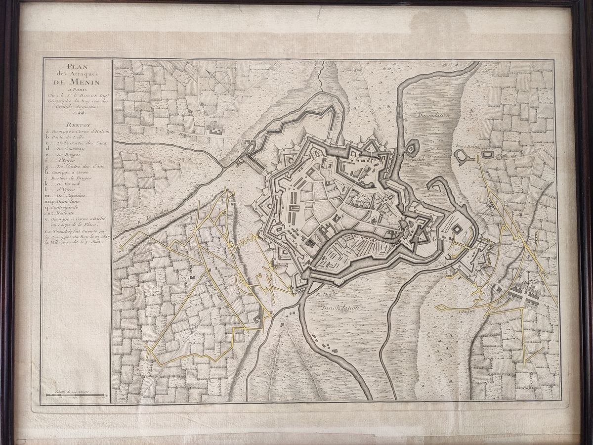 Antieke Kaart Beleg Van Menen 1744 image 1