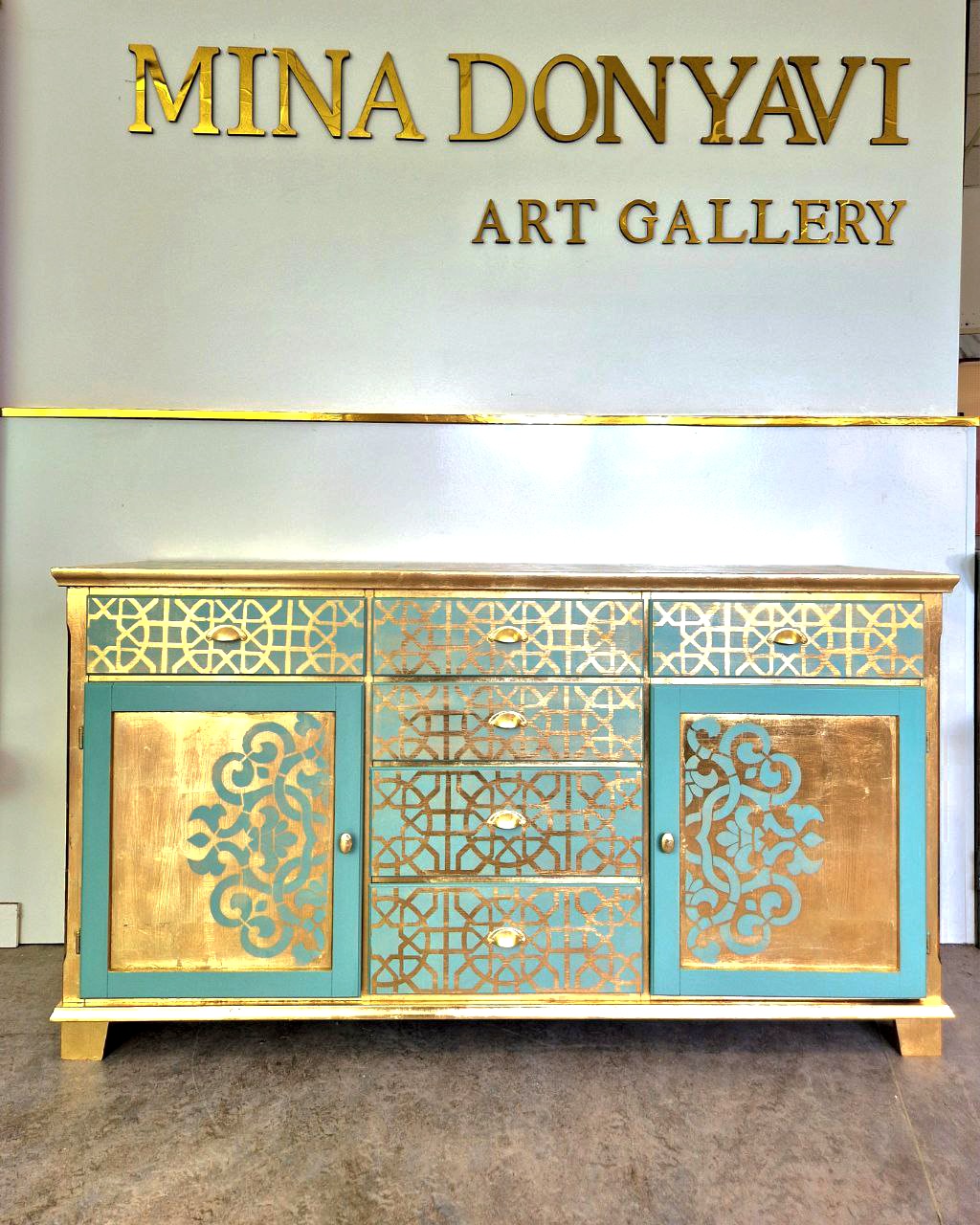 Oosterse Stijl Dressoir/ Kast In Goud En Turquoise image 2
