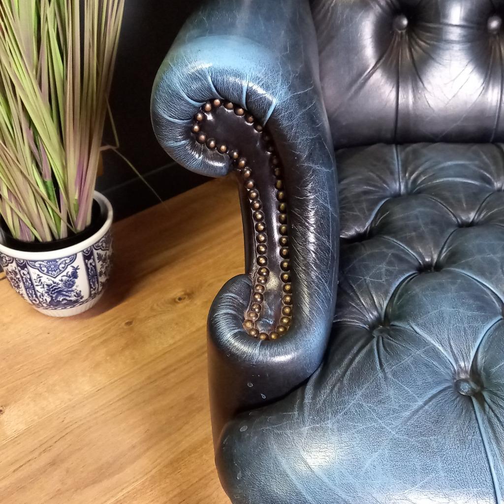 Blauwe Chesterfield Barrelback Fauteuil image 15