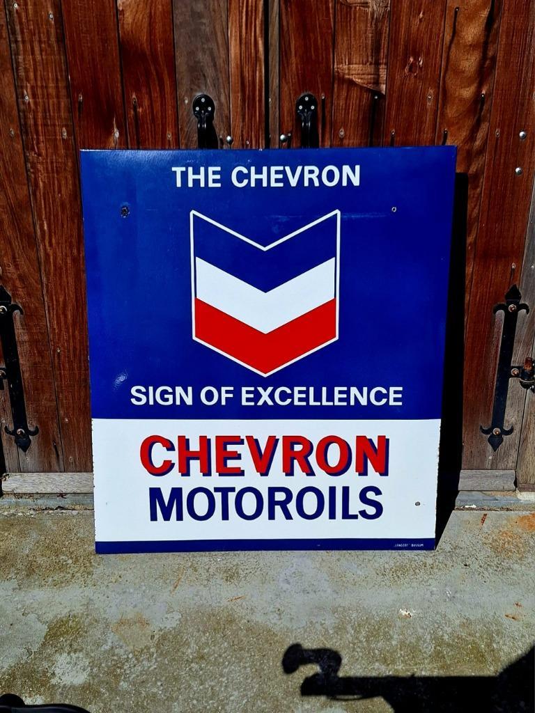 Xl Emaille Reclamebord Chevron Motoroil, Langcat Bussum️⛽️ image 2