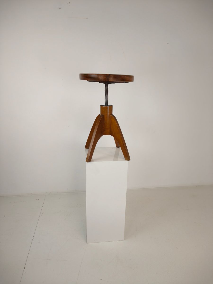 Art Deco Verstelbare Pianokruk Met Leren Zitting – Ca. 1920 image 3