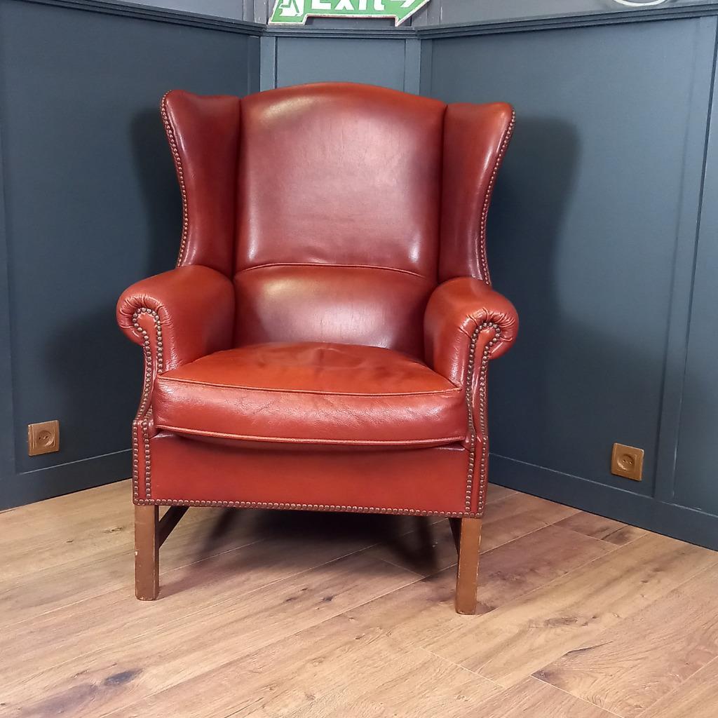 Grote Schapenleren Vintage Engelse Oorfauteuil image 9