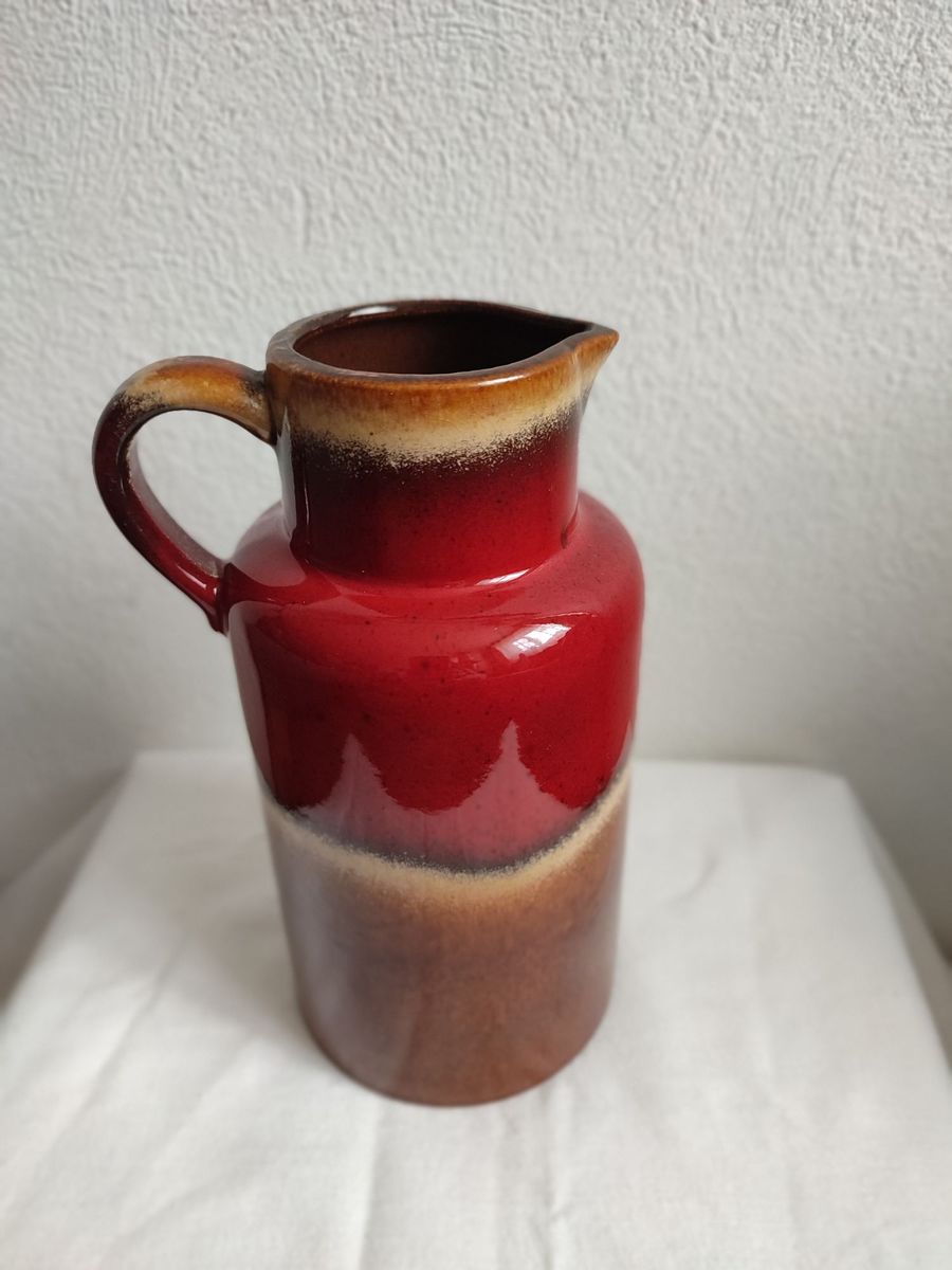 Vintage Scheuring West Germany Vaas Karaf Rood Bruin Lava 447-22 image 10