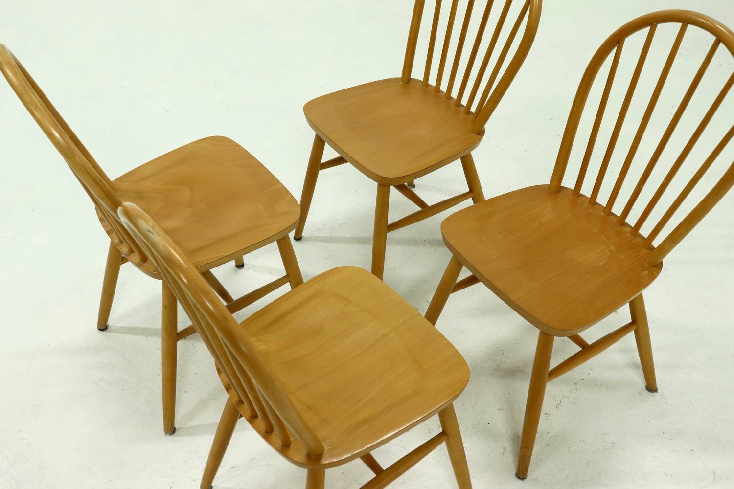 Set Of 4 Scandinavian Spindle Back Dining Chairs In Style Of Akerblom 1960s image 7