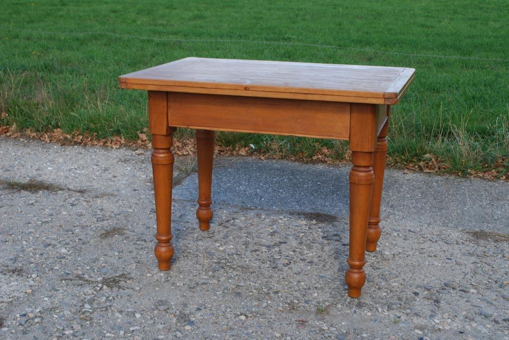 Antieke Grenen Tafel Met Uitklapbaar Blad image 9