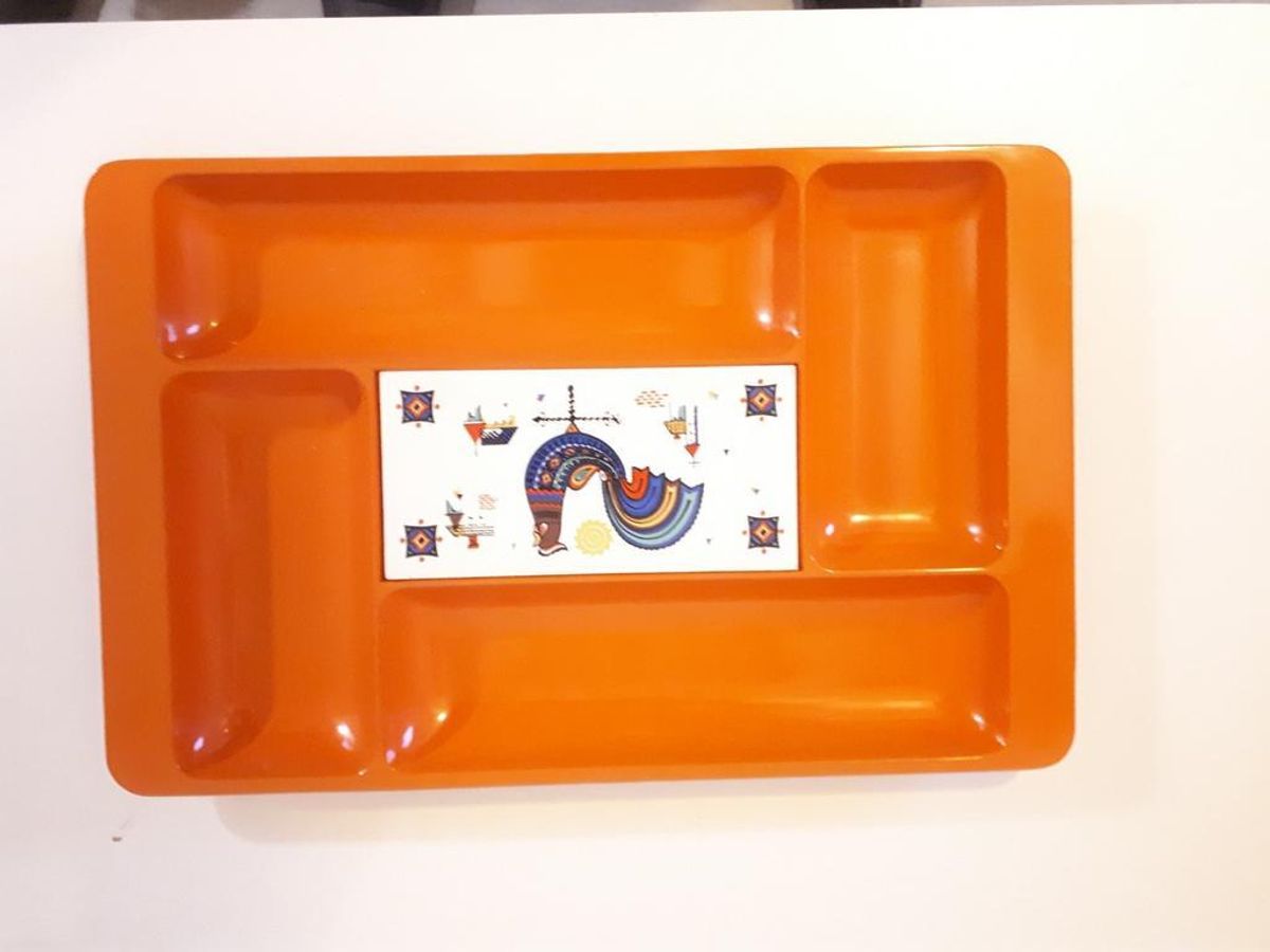 Vintage Hapjes Schaal Kaasplank Retro Oranje Jaren 70 image 4