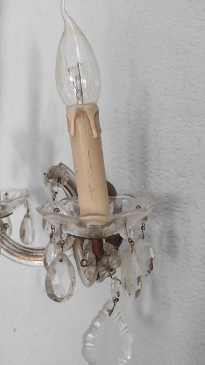 Vintage Brocante Wandlamp Met Glazen Pegels image 10