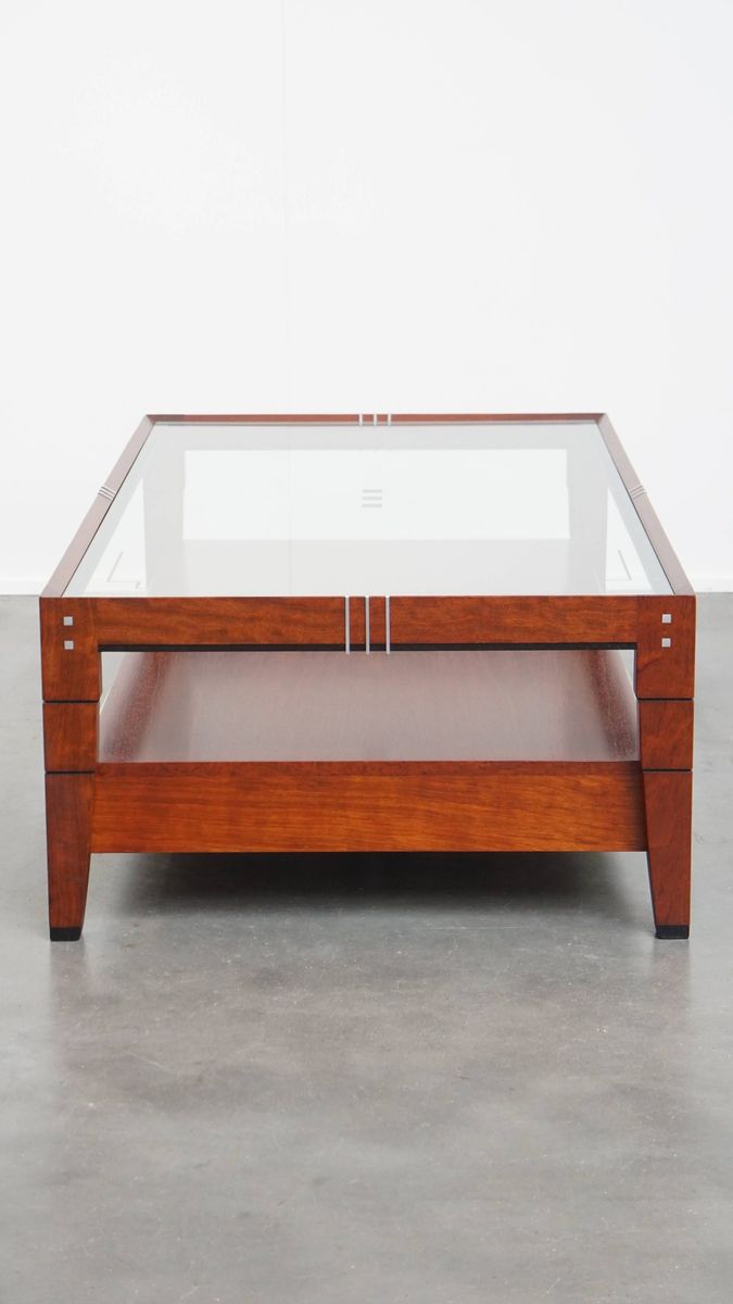 Prachtige Art Deco Salontafel Van Schuitema Uit De Decoforma Serie Met Een Glazen Blad En 4 Lades image 6