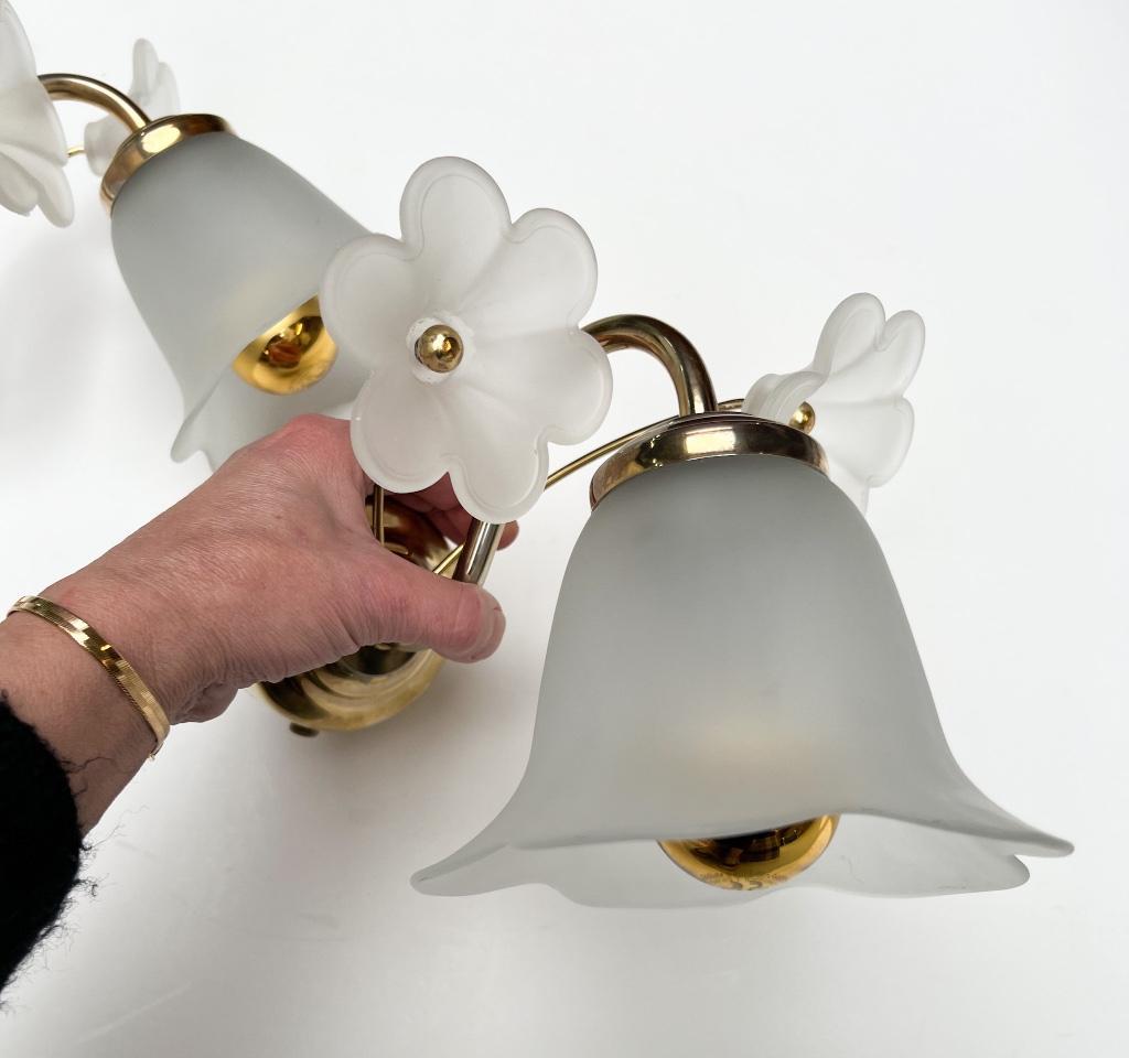 Set Van 2 Messing Art Deco Muurlampen, 1960's image 8