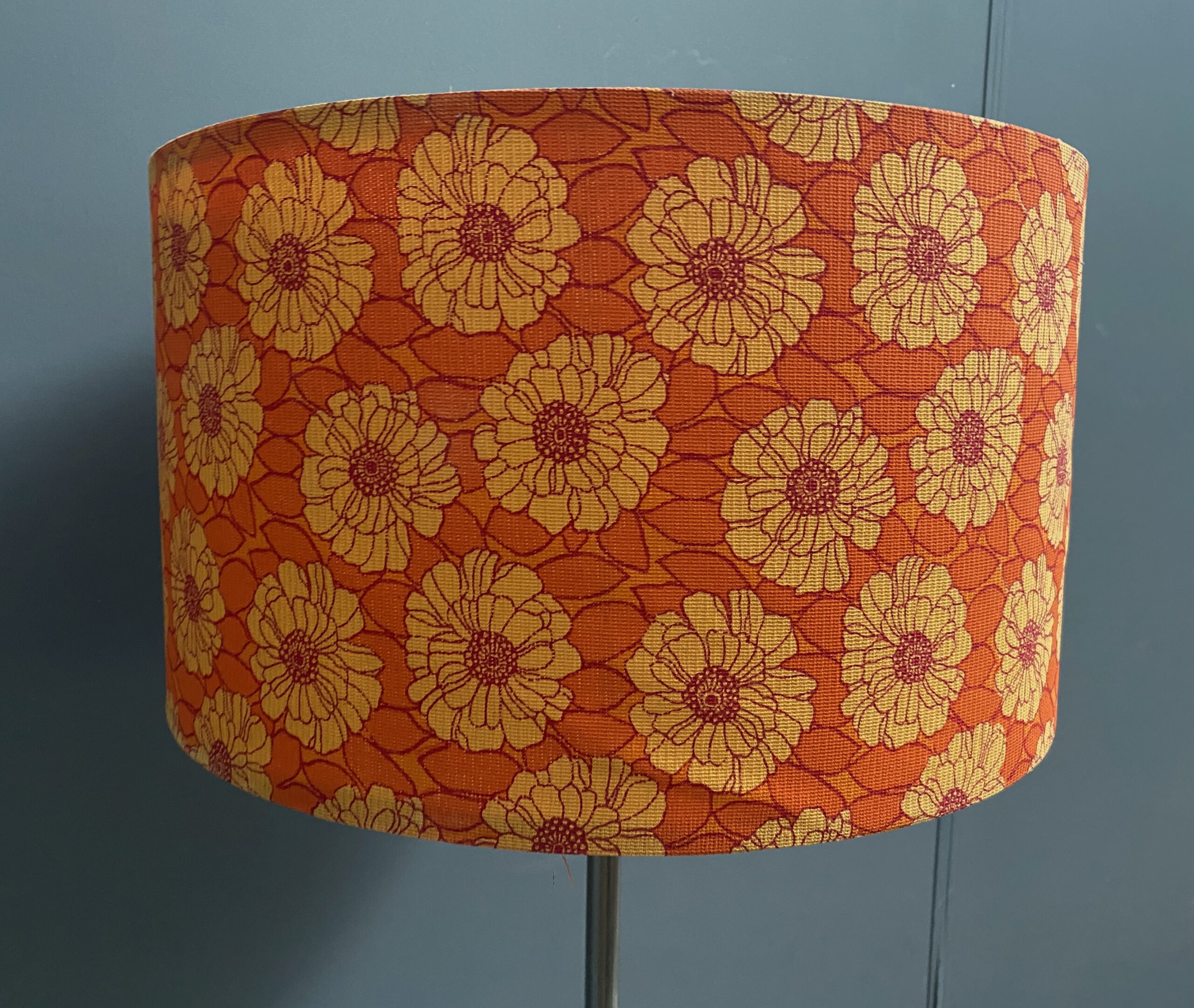 Orange Flowerprint Shade Floor Lamp 1960S image 10
