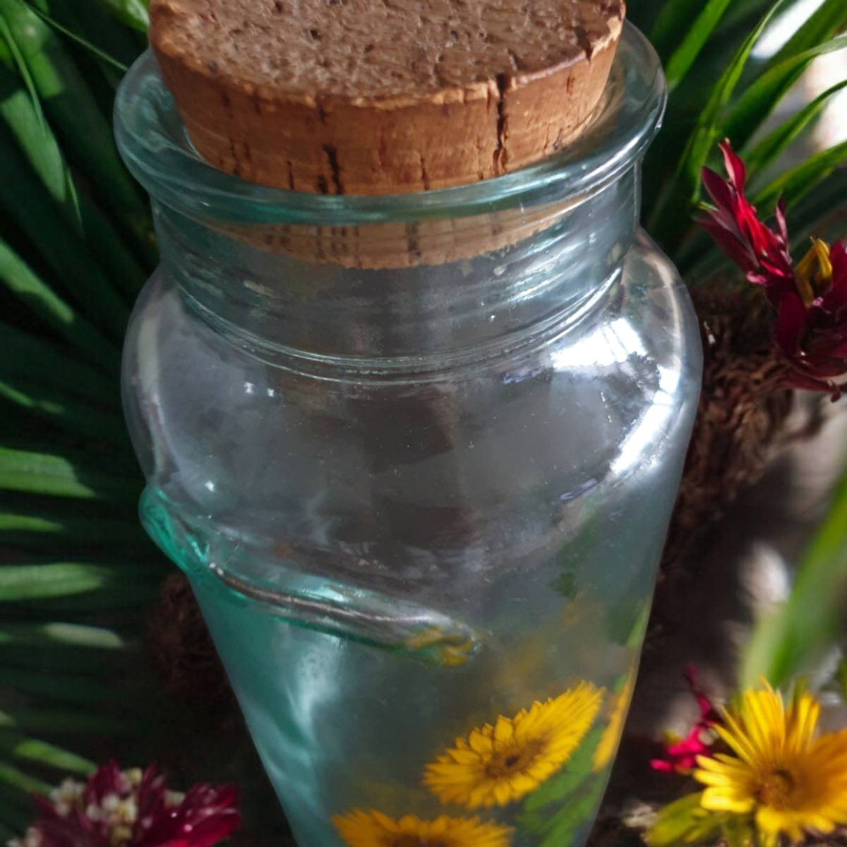 Vintage Glazen Voorraadpot Met Kurk & Zonnebloemen image 6