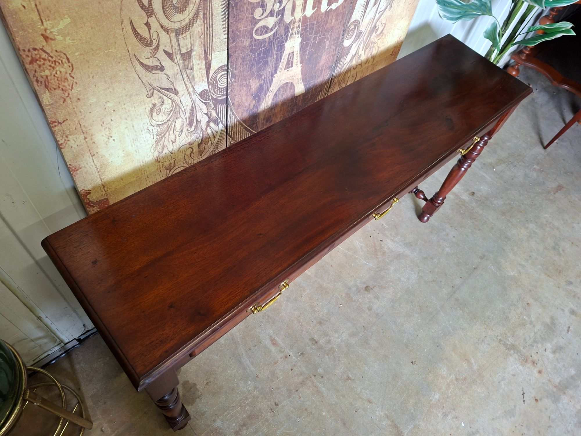 Klassieke Engelse Sidetable Haltafel, Wandconsole Lichte Gebruikssporen Afm, 140x34cm En 75cm Hoog. image 5