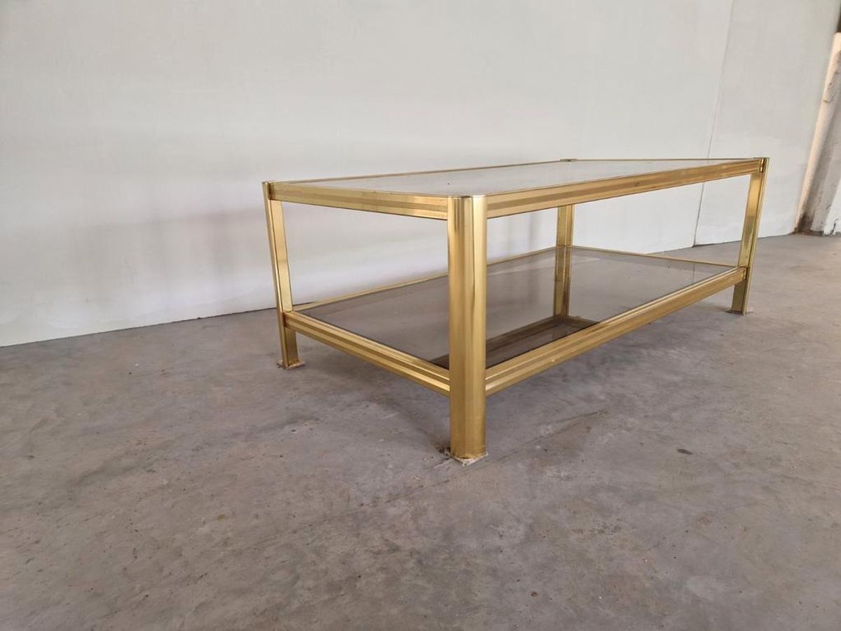 Hollywood Regency Salontafel Goud Gerookt Glas image 3