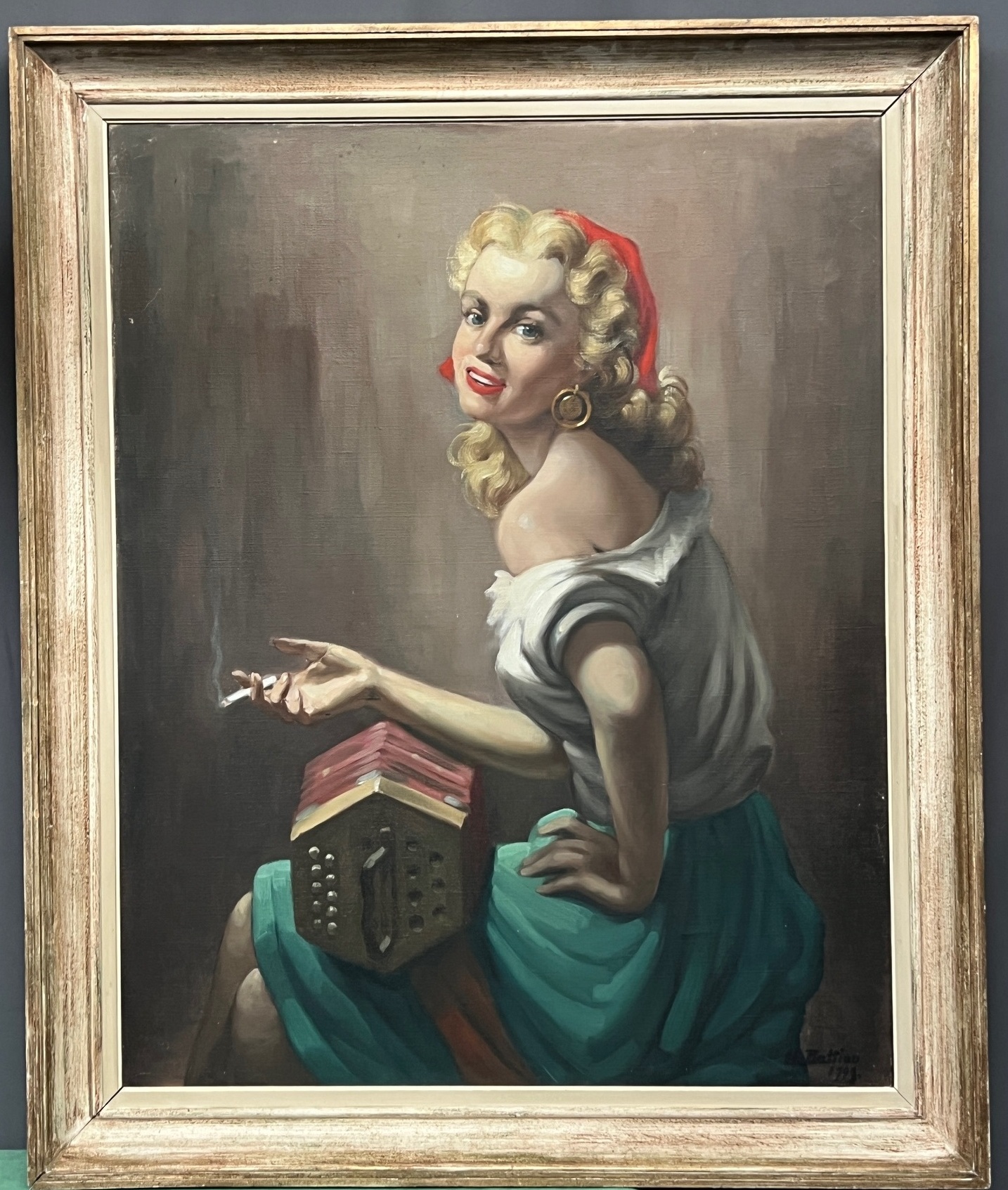 Portret Van Een Meisje. Olieverf Op Doek. Gesigneerd En Gedateerd 1949. image 3