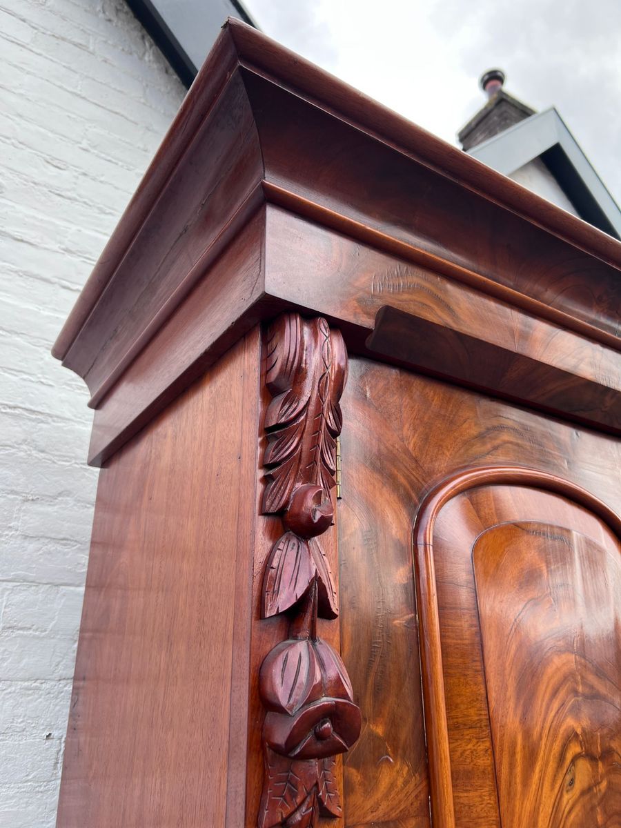 Heel Mooi Antiek Engels Mahonie Driedelig Kabinet, Met Planken En 3 Lades, 210 Cm Hoog image 7
