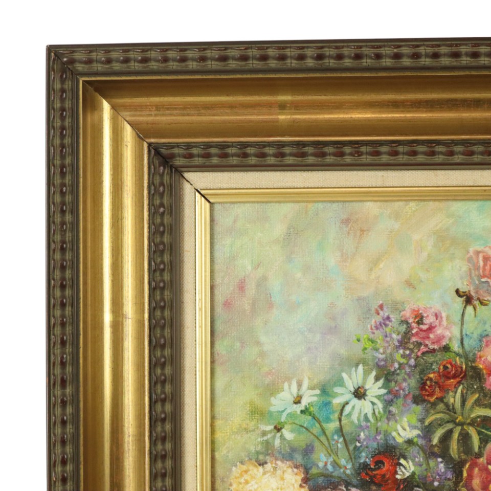Stilleven Bloemen Vintage Schilderij Op Doek R. De Gryse image 2