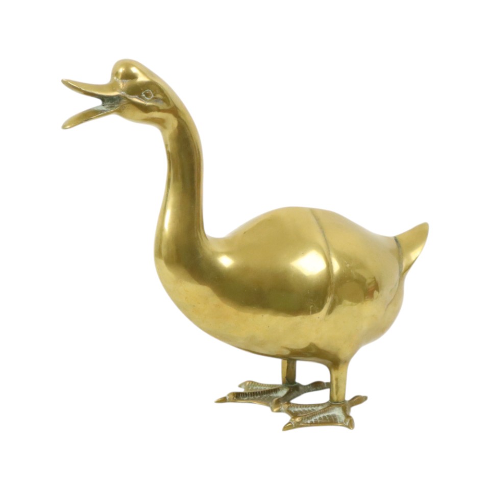 Grote Messing Eend Sculptuur Beeld Seventies 34Cm image 12